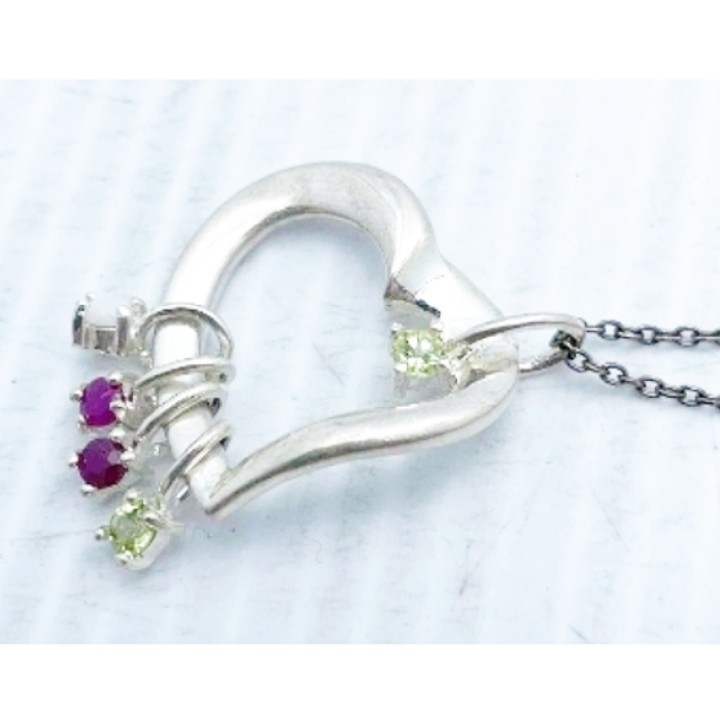 Lenox Heart Gemstones 925 Sterling Silver Birthstones Pendant Vintage