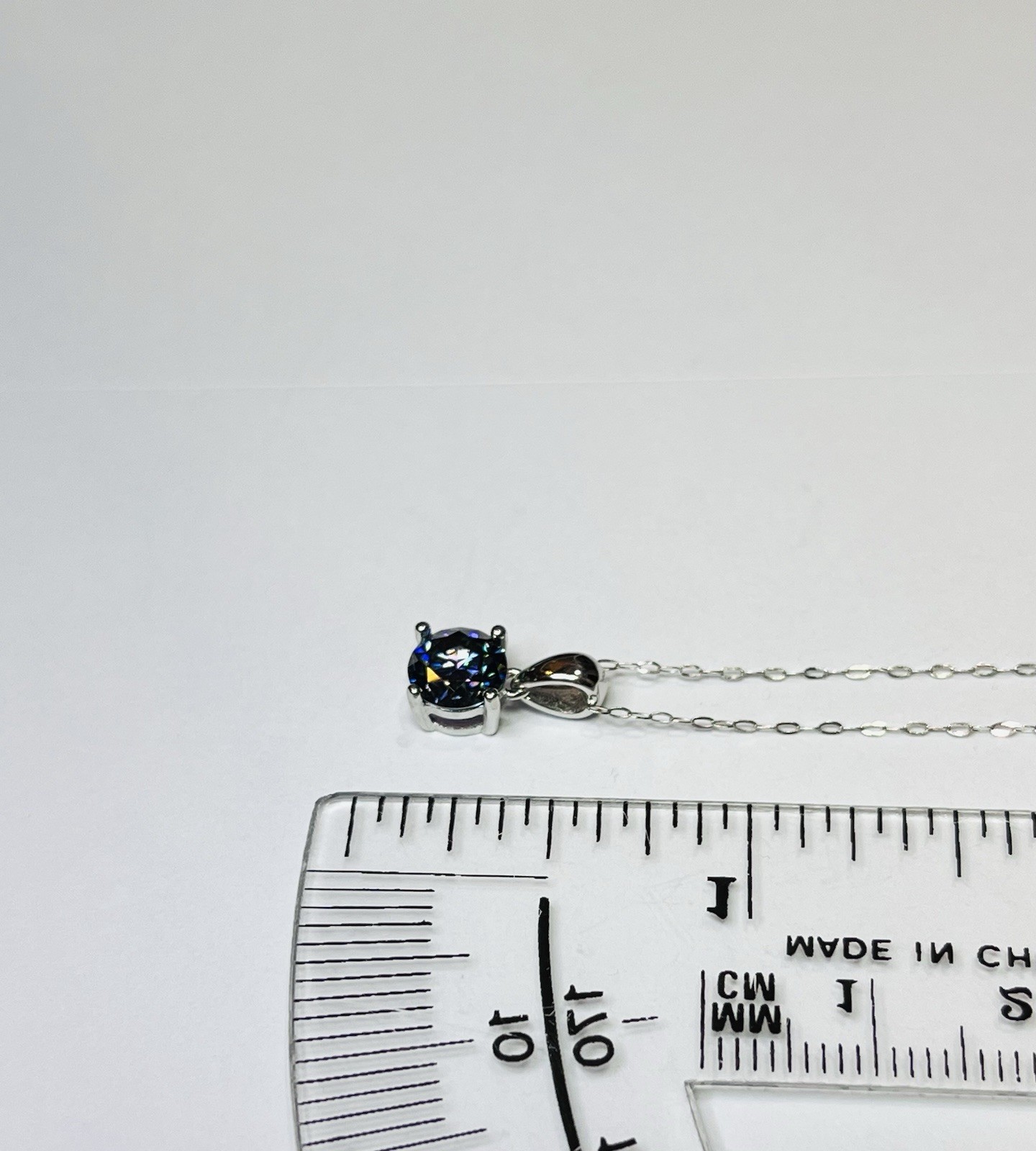 925 Sterling Silver 1 CTW VVS1 Dark Blue Purple Moissanite Pendant Necklace