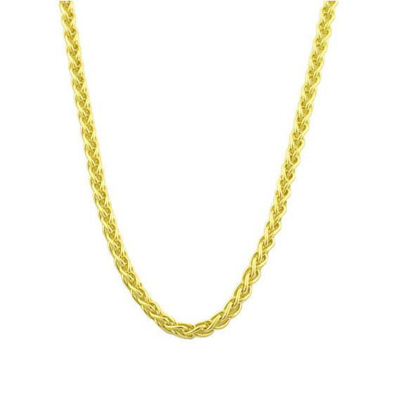 Italian 10K Yellow Gold Thin Wheat Chain Necklace 50 cm or 19.5”