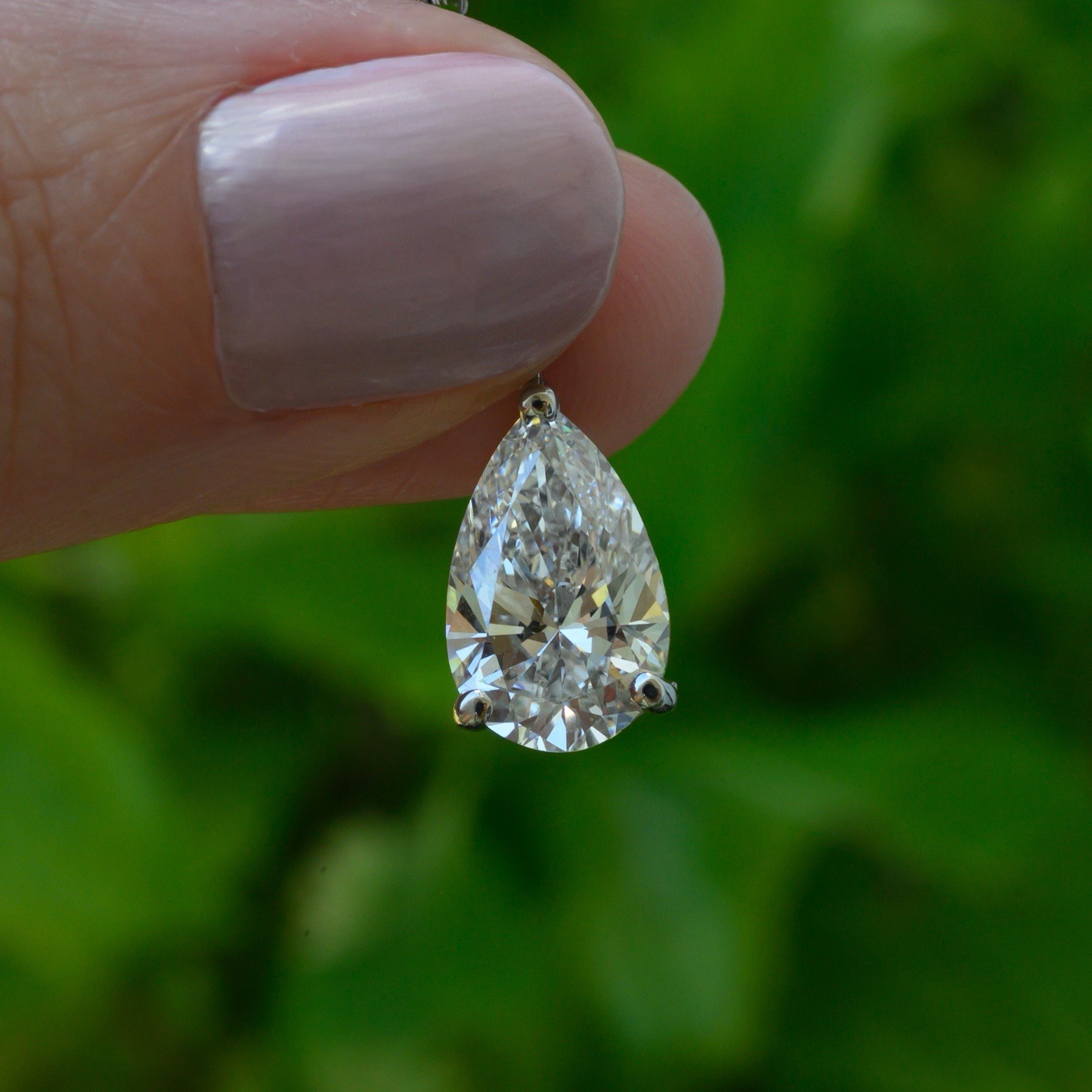 Platinum 950 3.02ct Lab Grown Pear Diamond Solitaire Necklace E VVS1