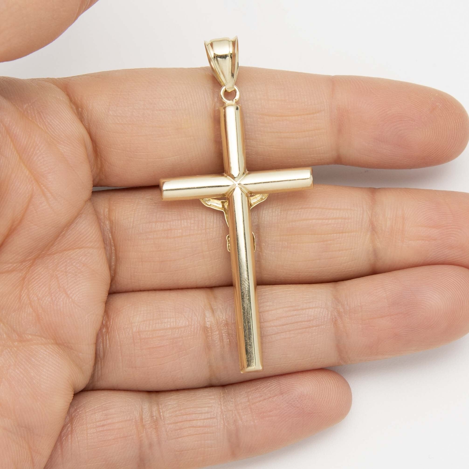 2.25″ Huge Jesus Christ Crucifix Cross Pendant Charm Real 10K Yellow White Gold