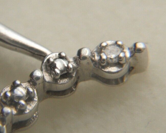925 Heart 1 Diamond 925 19″ Singapore Chain Spring Ring Clasp 2.32g