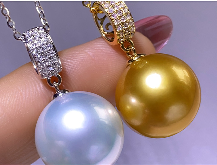 Huge 16MM natural south sea genuine gold perfect round pearl pendant 888AAA