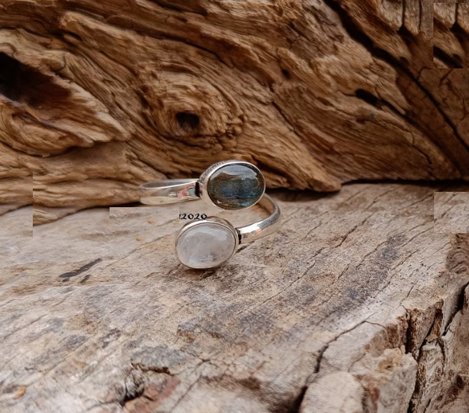 925 Sterling Silver Labradorite And Moonstone Ring For Women And Adults
