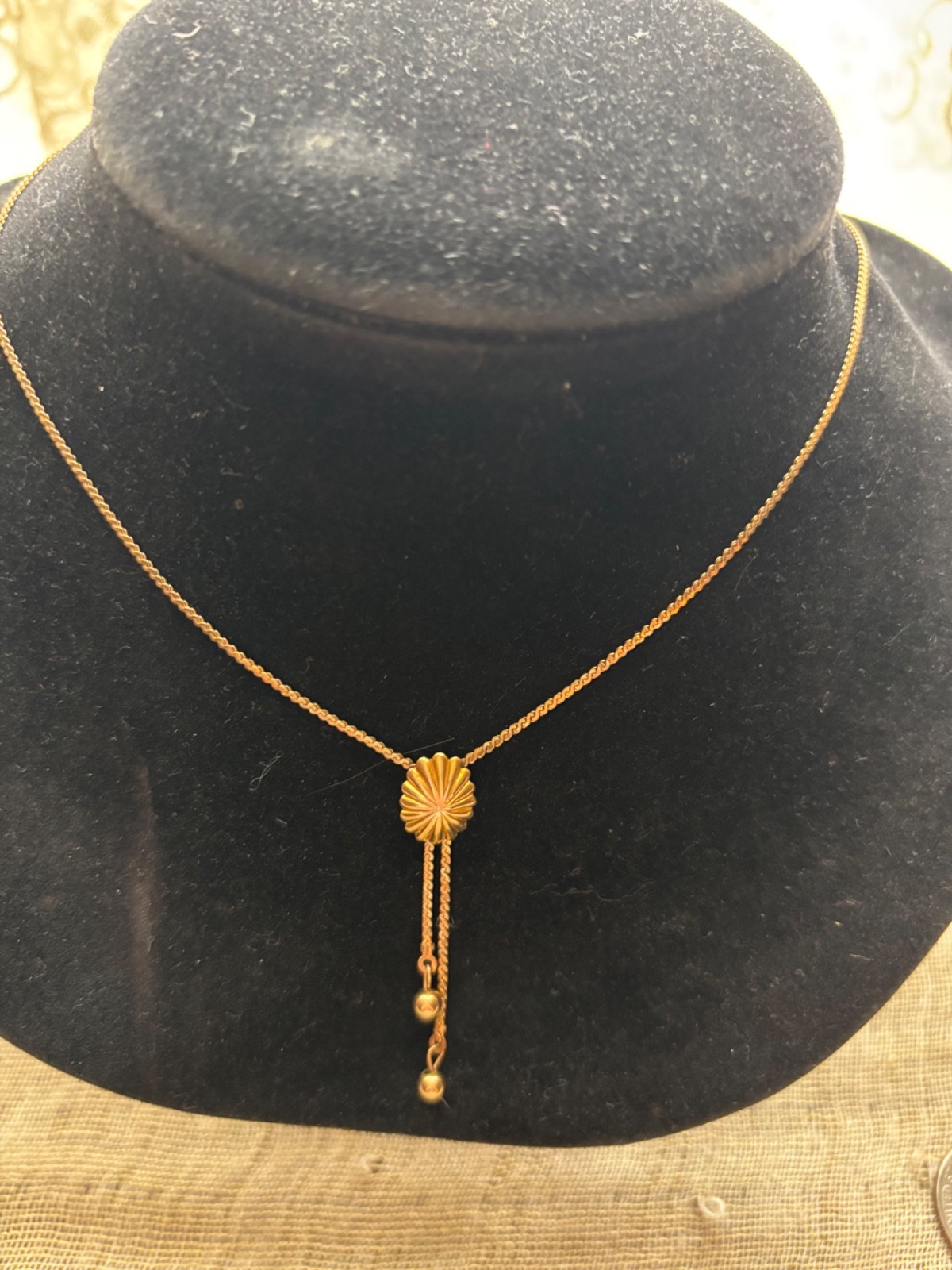 12kt 1/20 Gold “S” Chain Necklace with gold balls tassel 30″ 4.49grams Pretty!