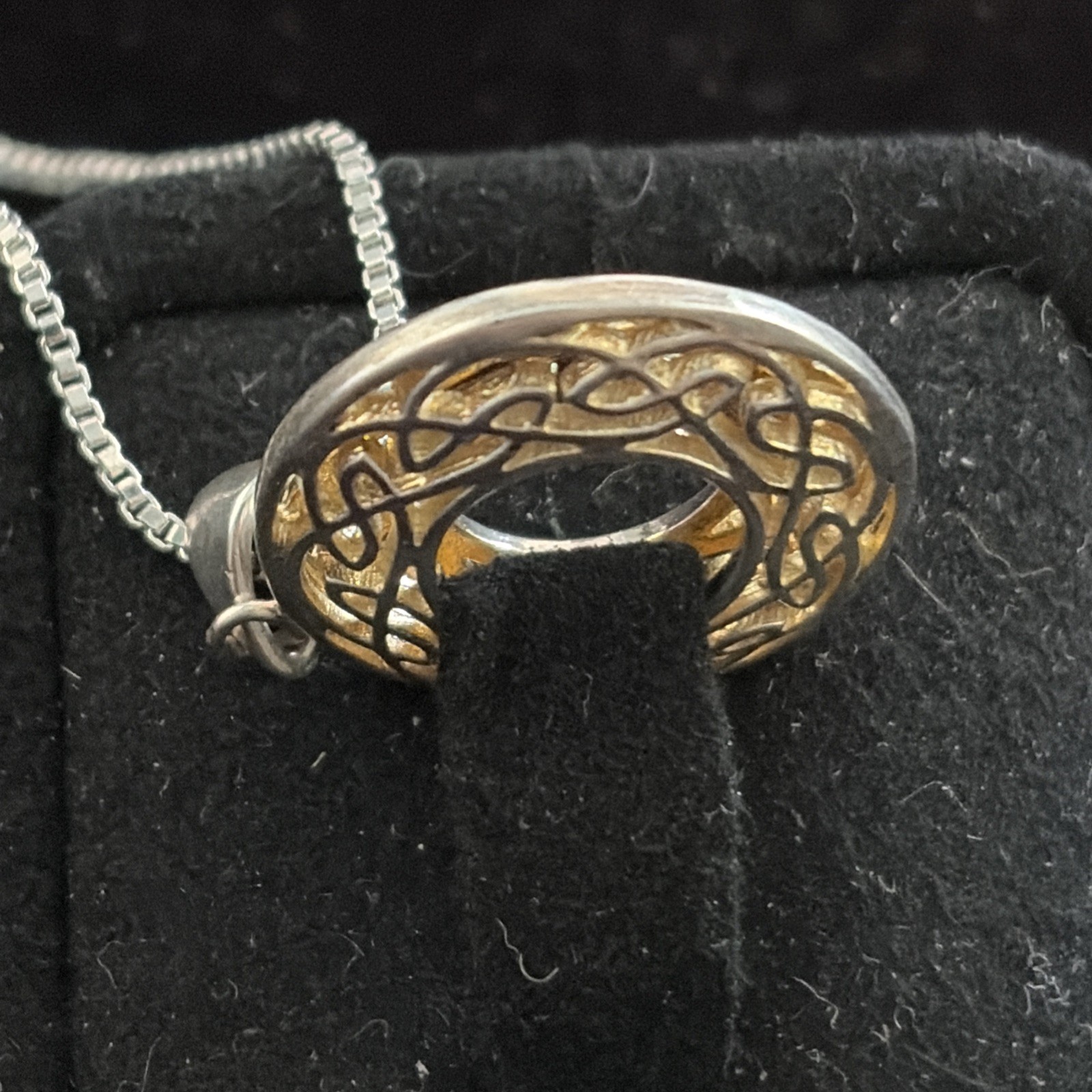 Keith Jack Sterling Silver 22K Gold Window to the Soul Pendant 18″ Box Chain