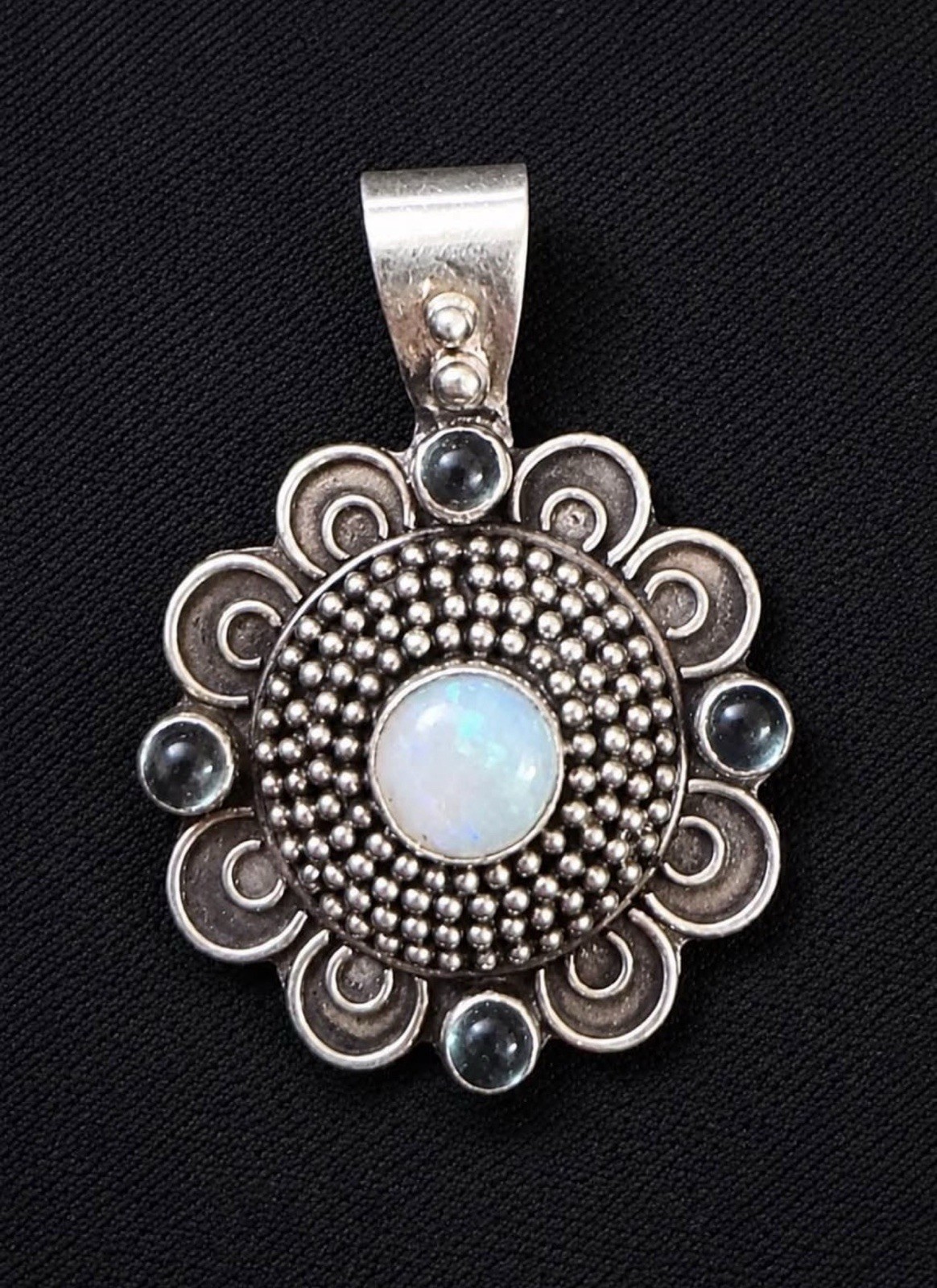 Vintage 1960 SBN OPAL Sterling Silver 925 Pendant Blue Stones HARRY SOBEL