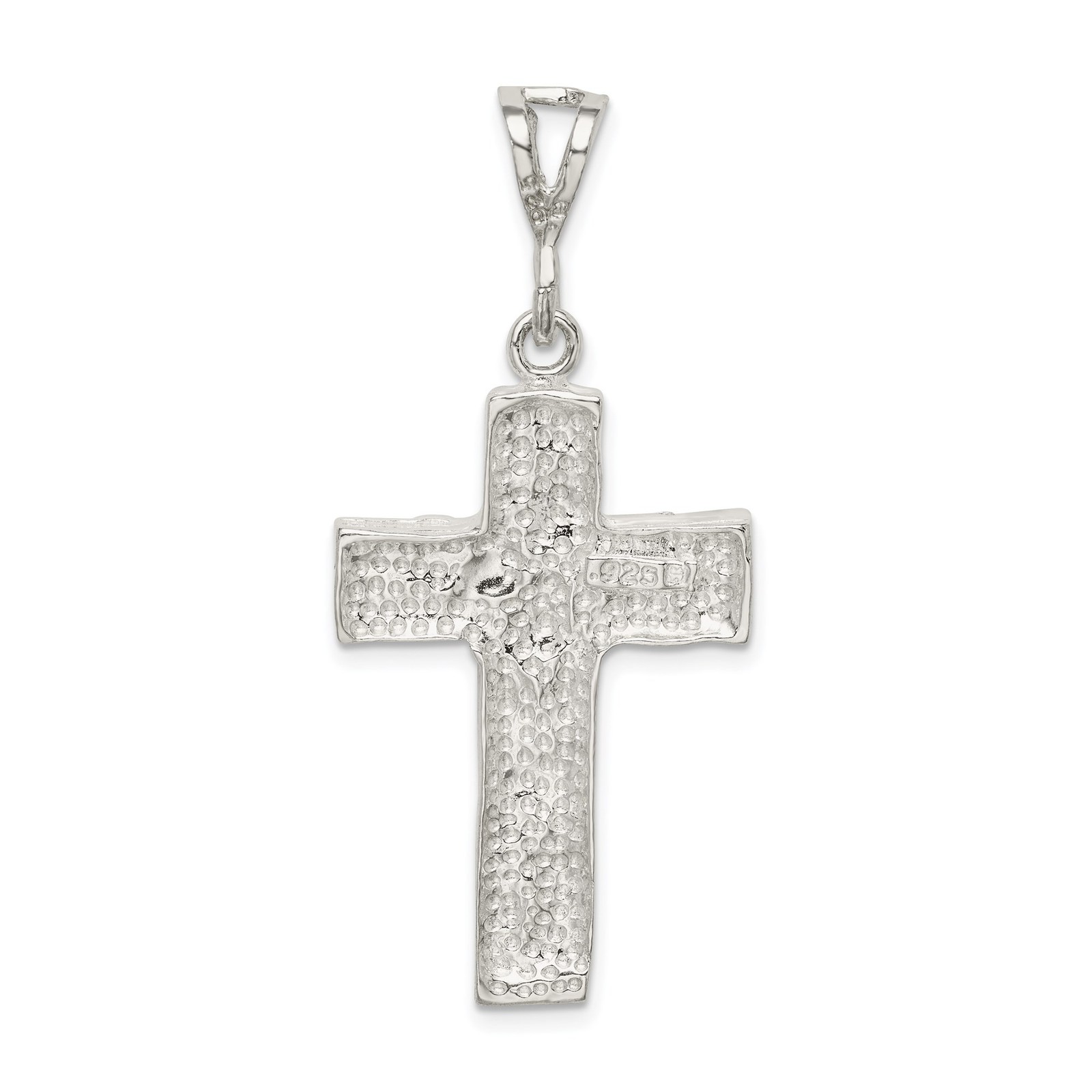 Sterling Silver Nugget Cross Pendant Necklace for Men Women Religious Charm