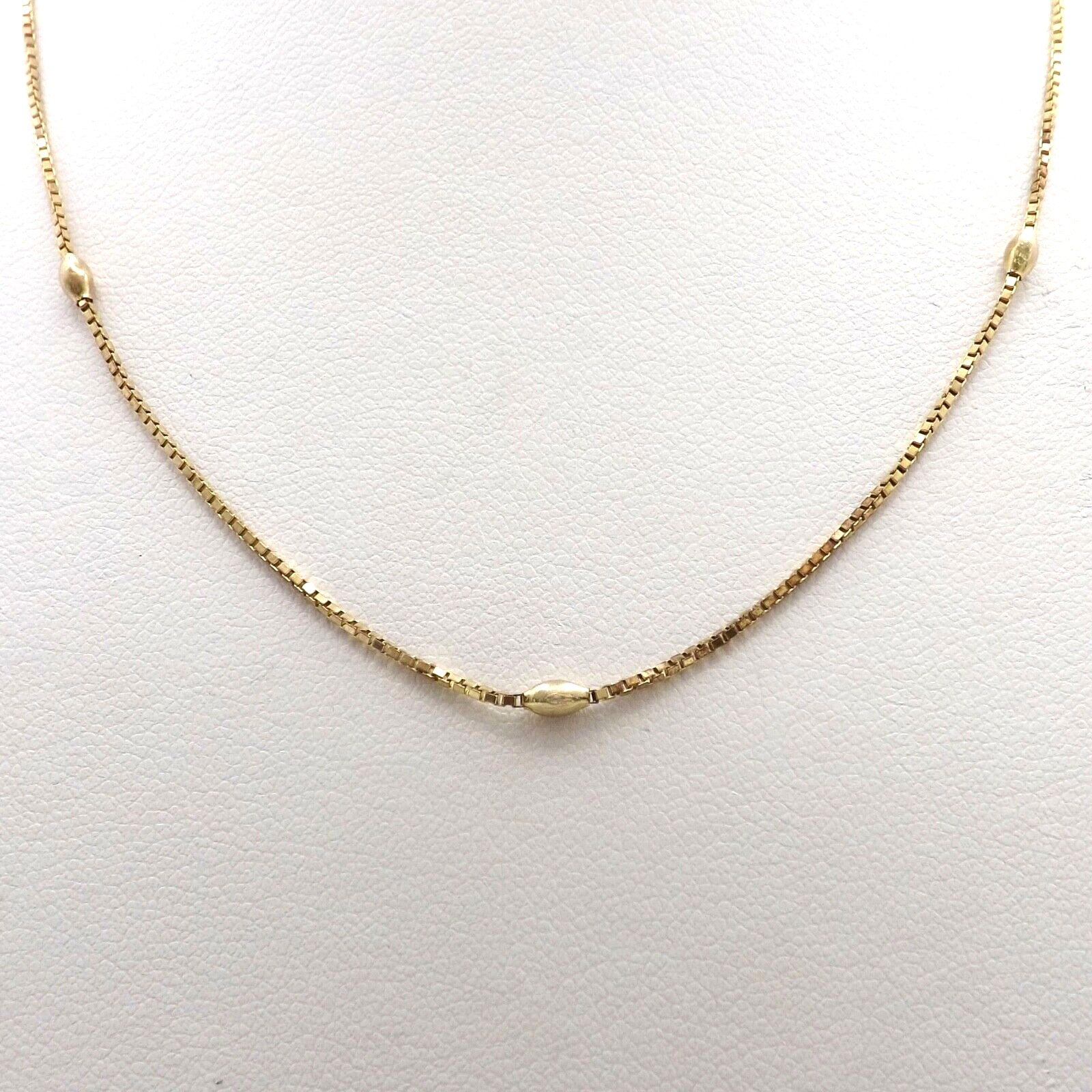 8k 333 Gold Beaded Stations Box Link Chain Baby Child Necklace 12in or 13in