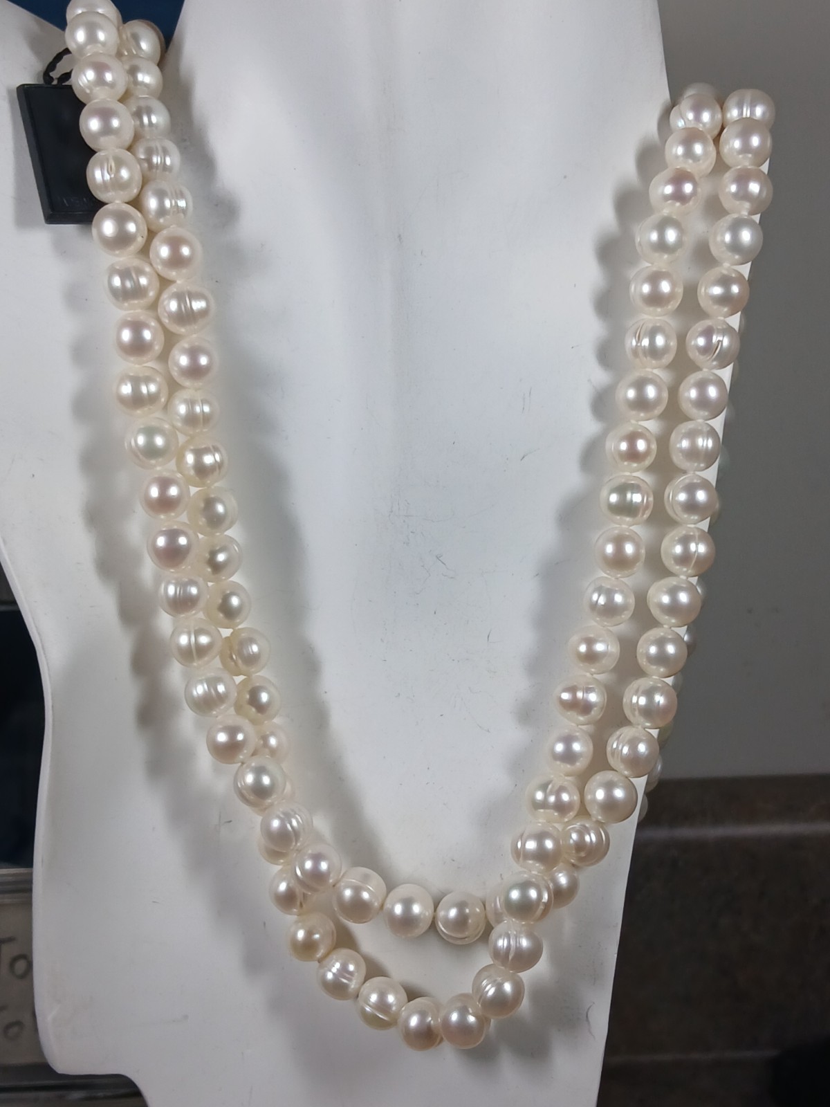 New With Tag Honora Large 9mm White Freshwater Pearl 62 Inch Necklace