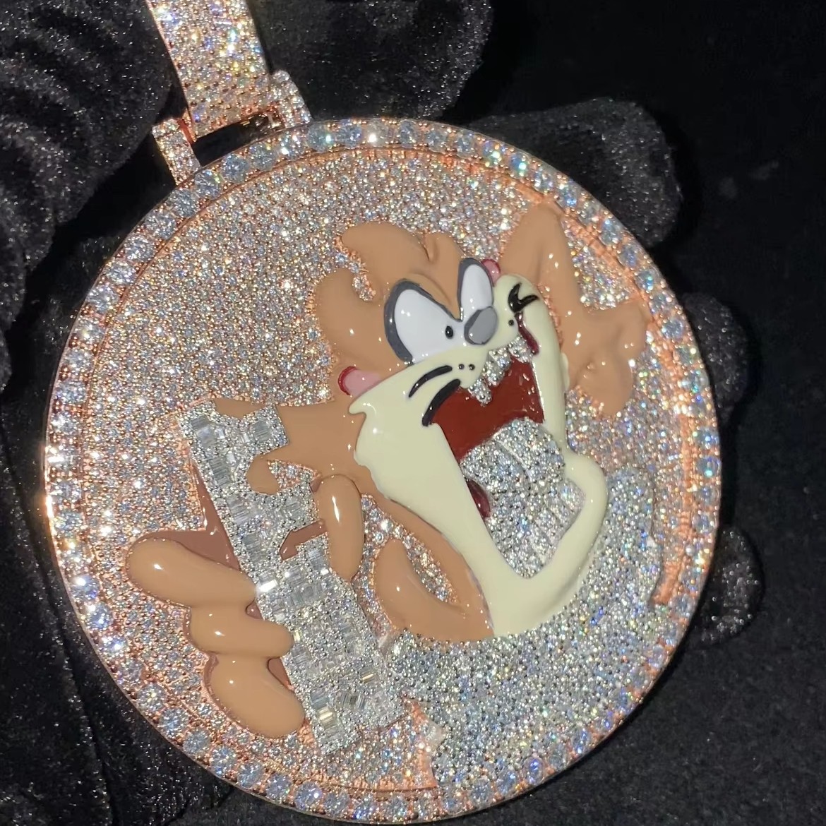 Custom Rose Gold Plated 3D Cartoon Tester Pass Moissanite Men’s Pendant