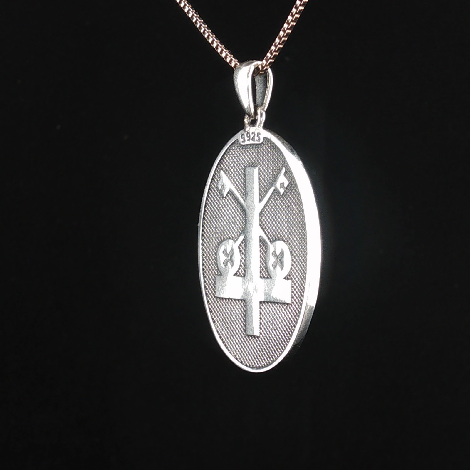 925 Sterling Silver Two-Sided Saint Peter Necklace