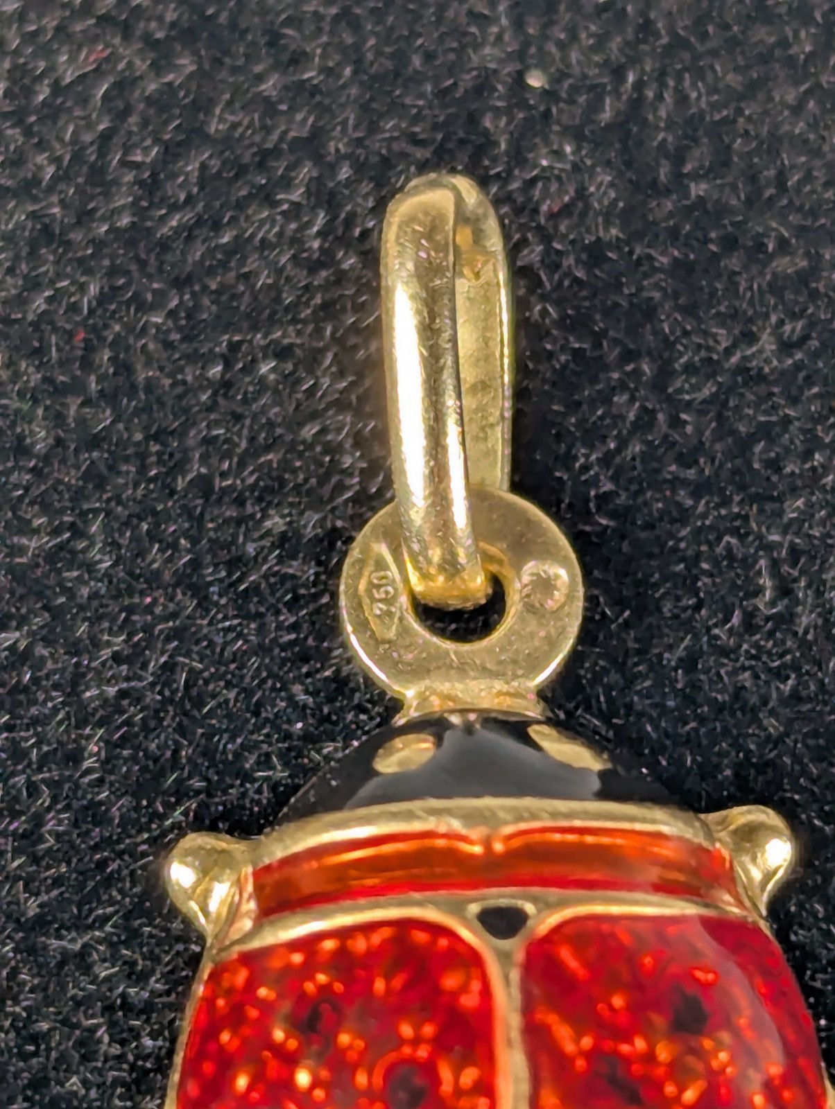 Vintage 18K SOLID Yellow Gold Lady Bug Pendant Charm Jewelry Gift FREE Shipping