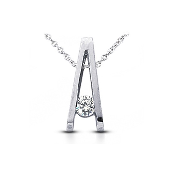 0.32 CTW E VS2 Round Cut Natural Certified Diamond White Gold Solitaire Pendant