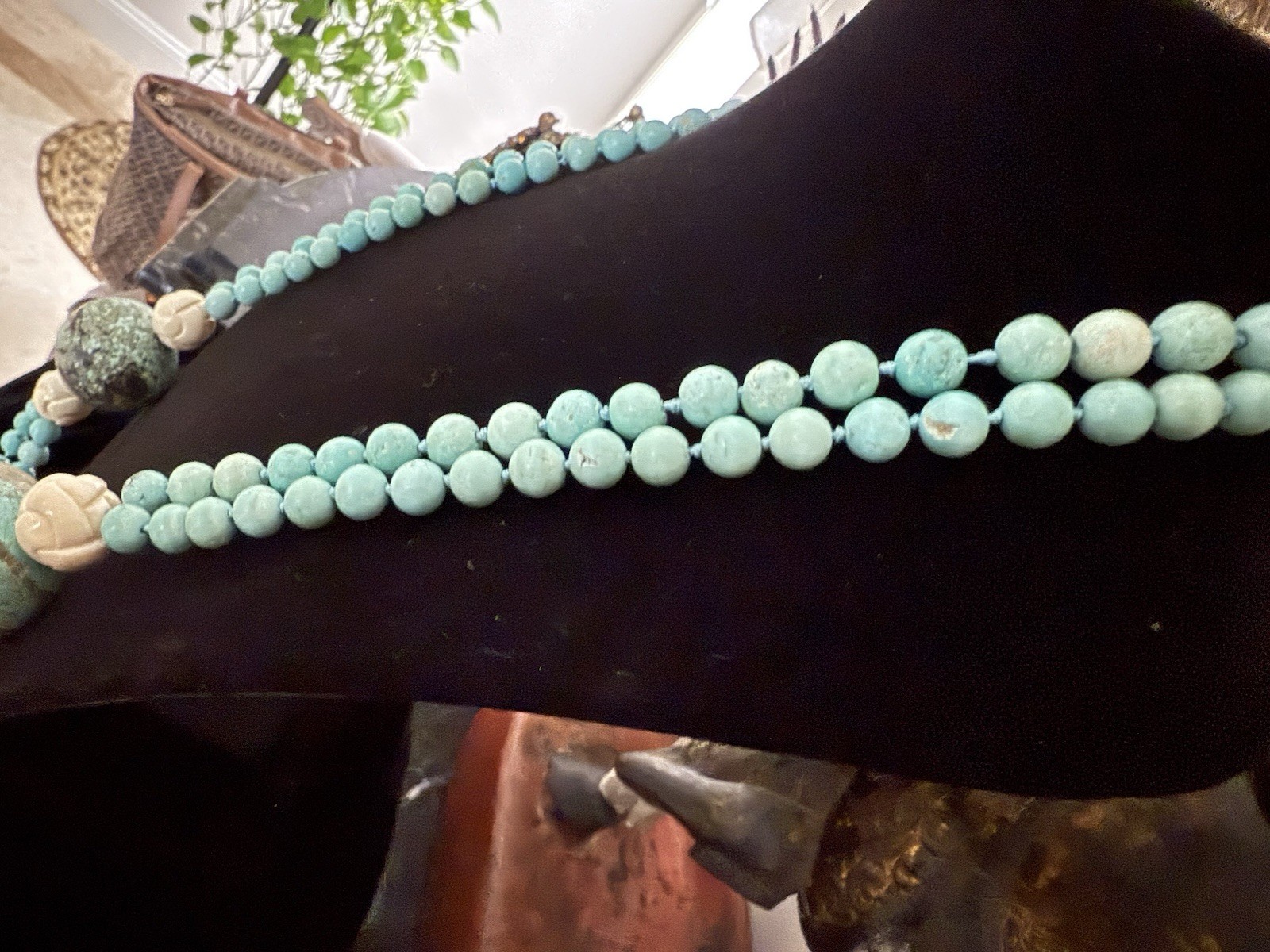 ***GORGEOUS TURQUOISE NECKLACE W/18k SMALL CHARM***