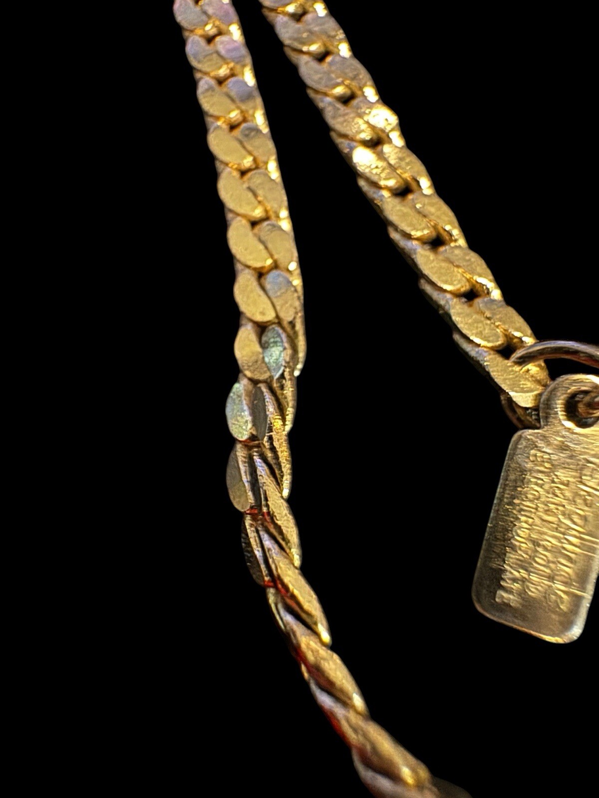 30″ 24k Gold Electroplate Necklace Link Weave Cuban Diamond Cut P9
