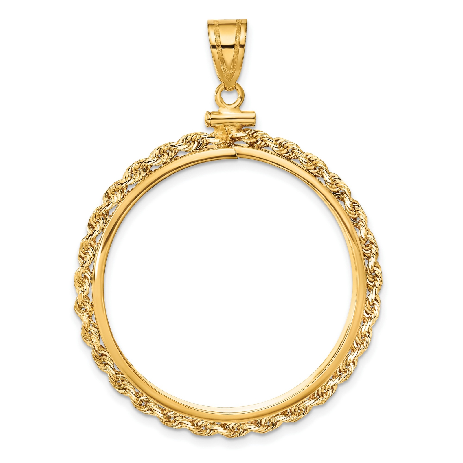 1986-Now $50 1 oz American Eagle Screw Top Small Knot Rope Coin Bezel 14k Gold