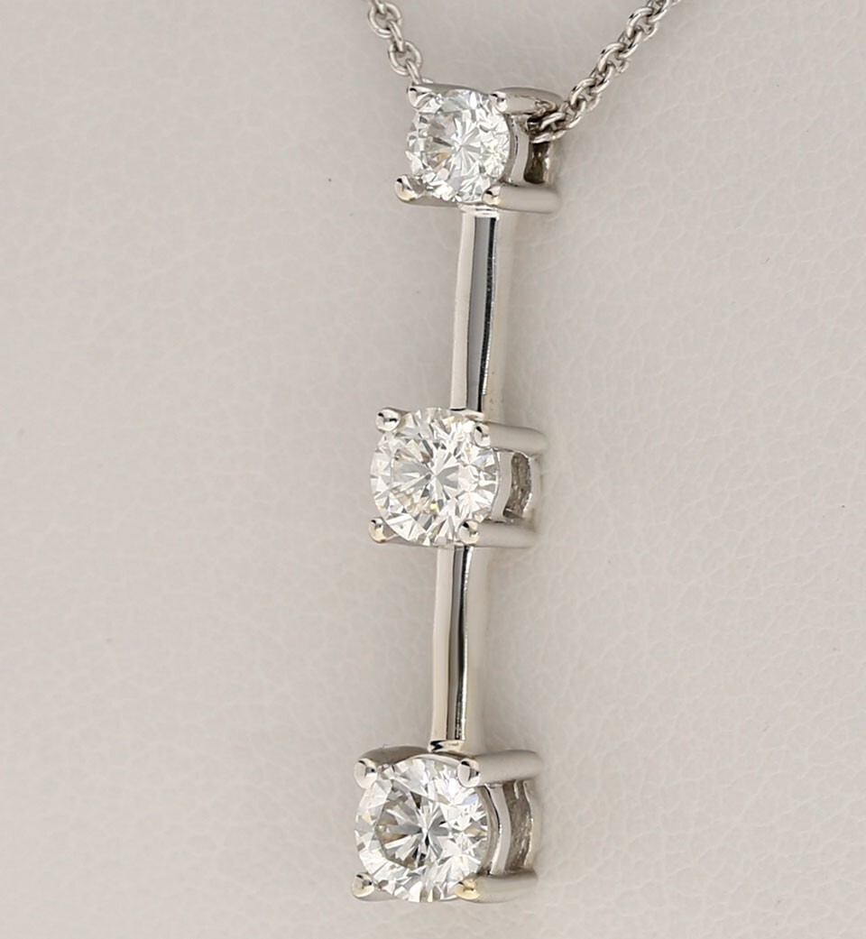 Diamond Past Present Future Pendant Necklace .77CT 14K WG 16” Chain
