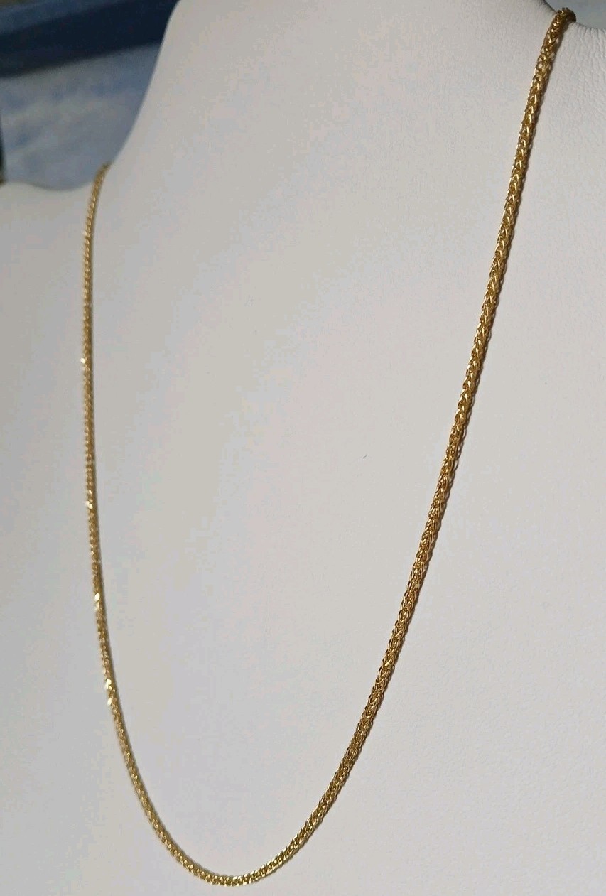 10k Gold Spiga Wheat Chain Necklace 1.7mm 16 Inch