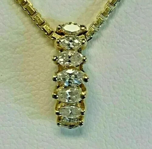 2Ct Marquise Cut VVS1/D Diamond Women’s Pendant 14K Yellow Gold Over Free Chain