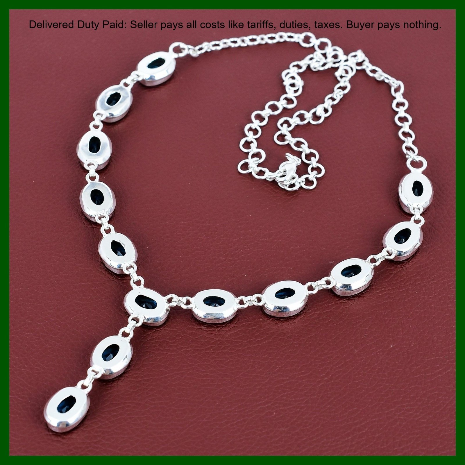 Valentines Sale 925 Silver Swiss Blue Topaz Stone Wedding Chain Trendy Necklace