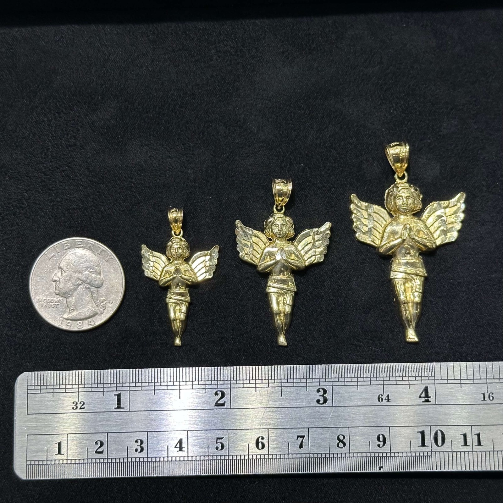 10k Gold Angel Jesus Charm Pendant All Sizes Male Female