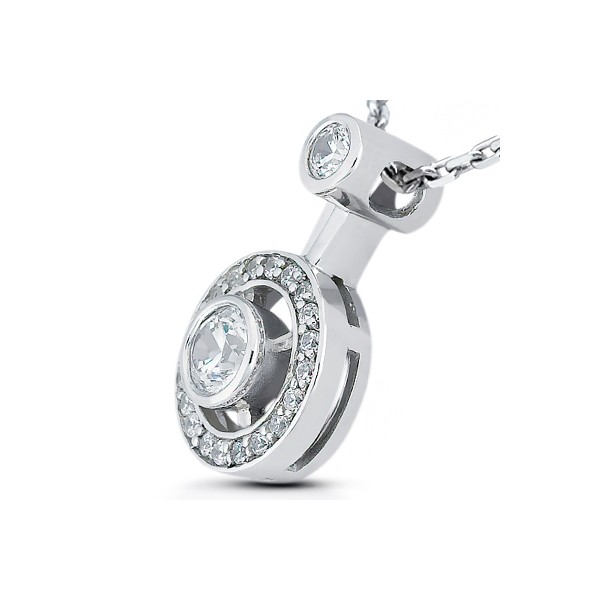 0.82ctw E/VS2 Round Cut Earth Mined Certified Diamonds Platinum Halo Pendant