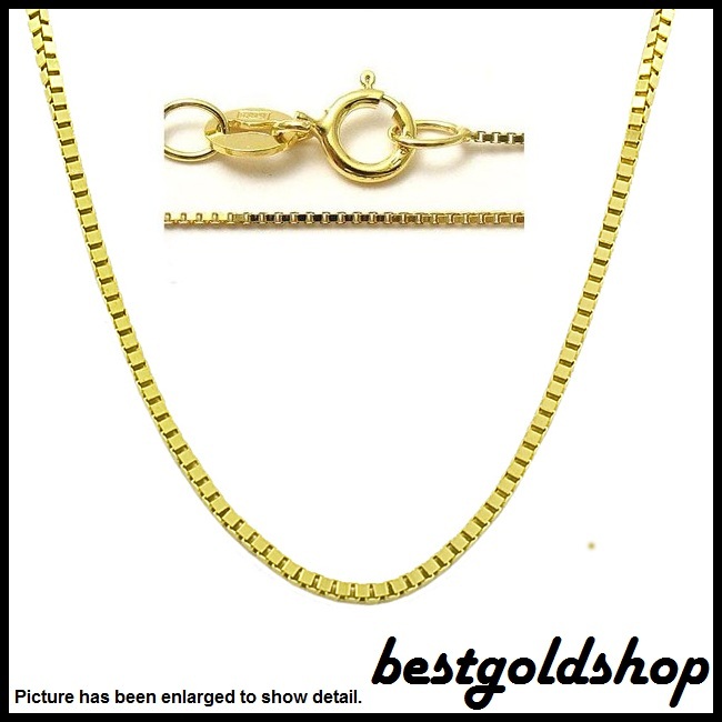 0.45mm Venetian Fine Baby Box Chain Necklace Real Solid 14K Yellow Gold