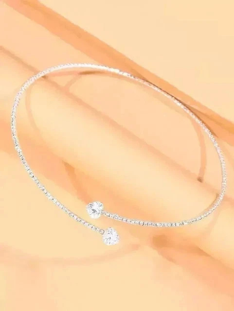 5Ct Heart Cut Lab Created Diamond Choker Necklace 14K White Gold Plated