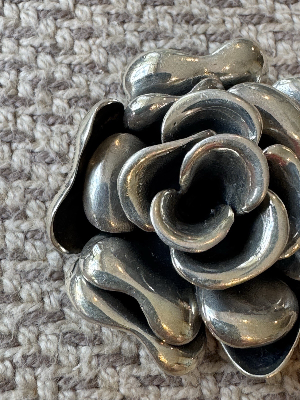Vintage Sterling Silver 925 Thailand Rose Flower 1.5” Pendant for Necklace