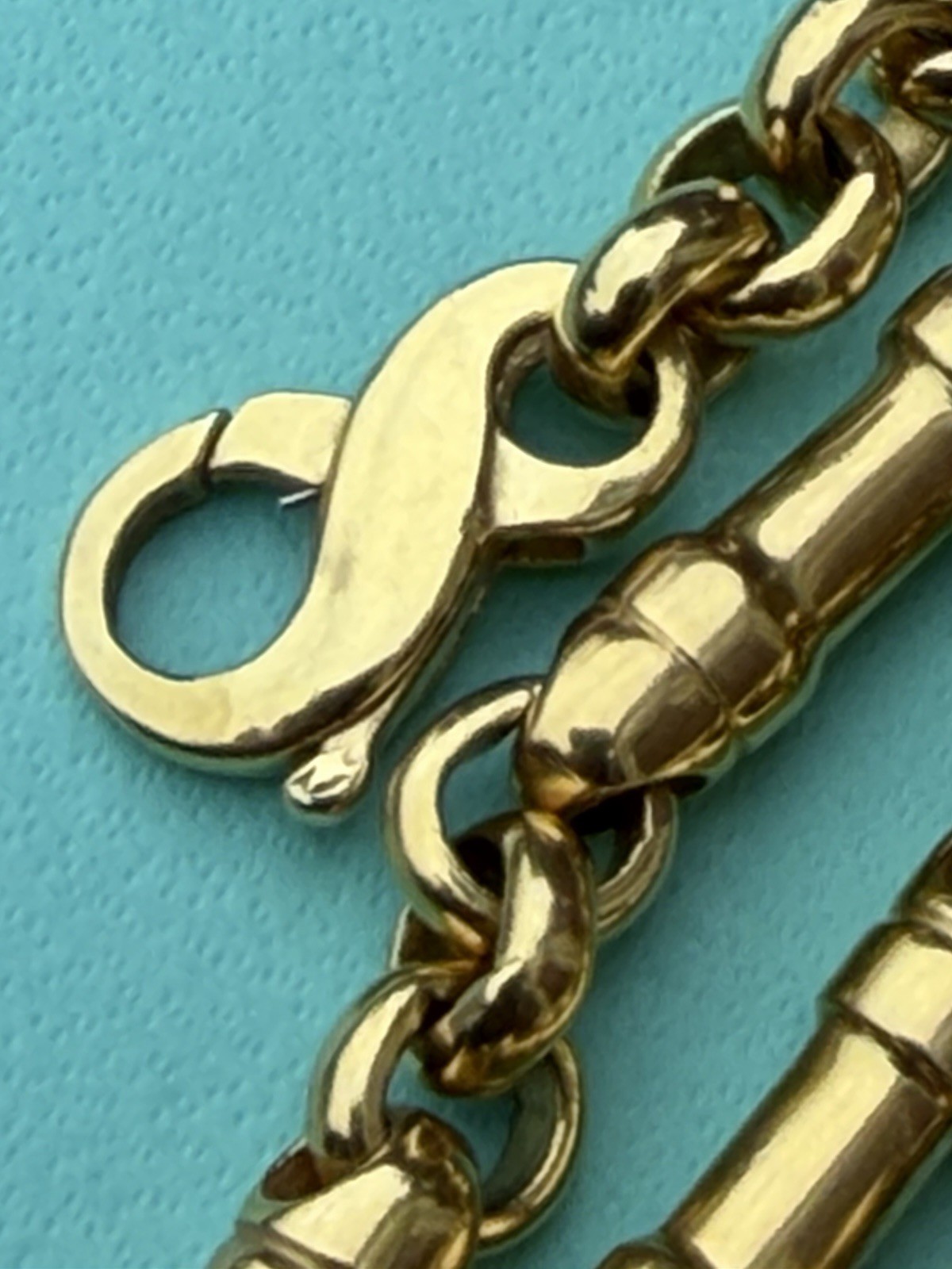 Tiffany & Co 18K Gold Barrel Bar Link 4mm Chain Necklace, 20 Inches, 45.2 Grams