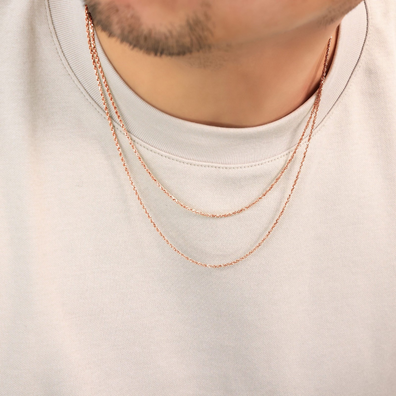 14K Rose Gold Womens 1.5mm Thin Diamond Cut Rope Chain Pendant Necklace 14″- 26″