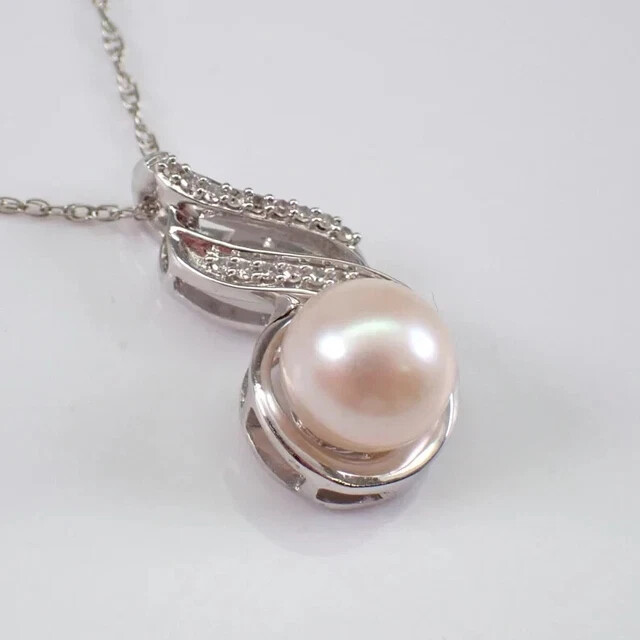 2Ct Round Cut Natural Pearl Solitaire Pendant 14K White Gold Plated Free Chain