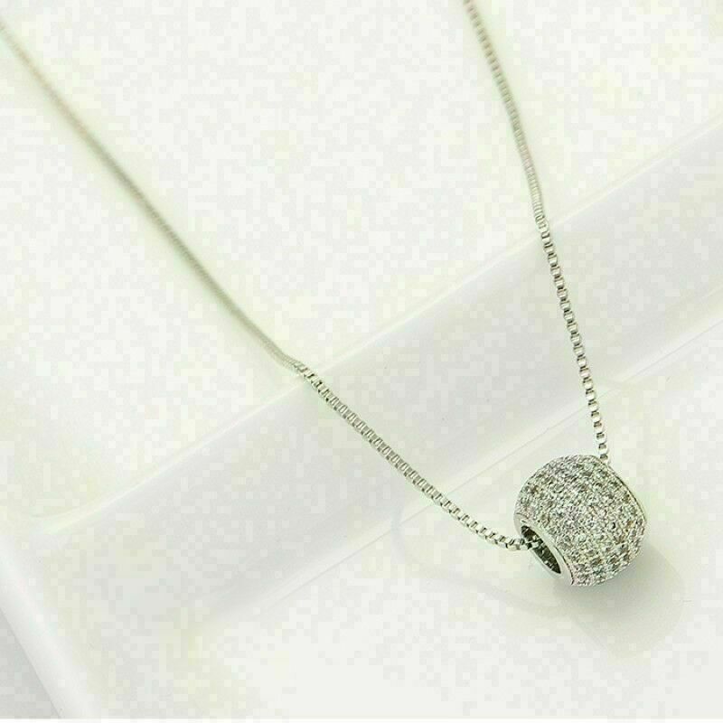 Paved Ball Engagement Pendant Without Chain 14K White Gold Over 1.52 Ct Diamond[