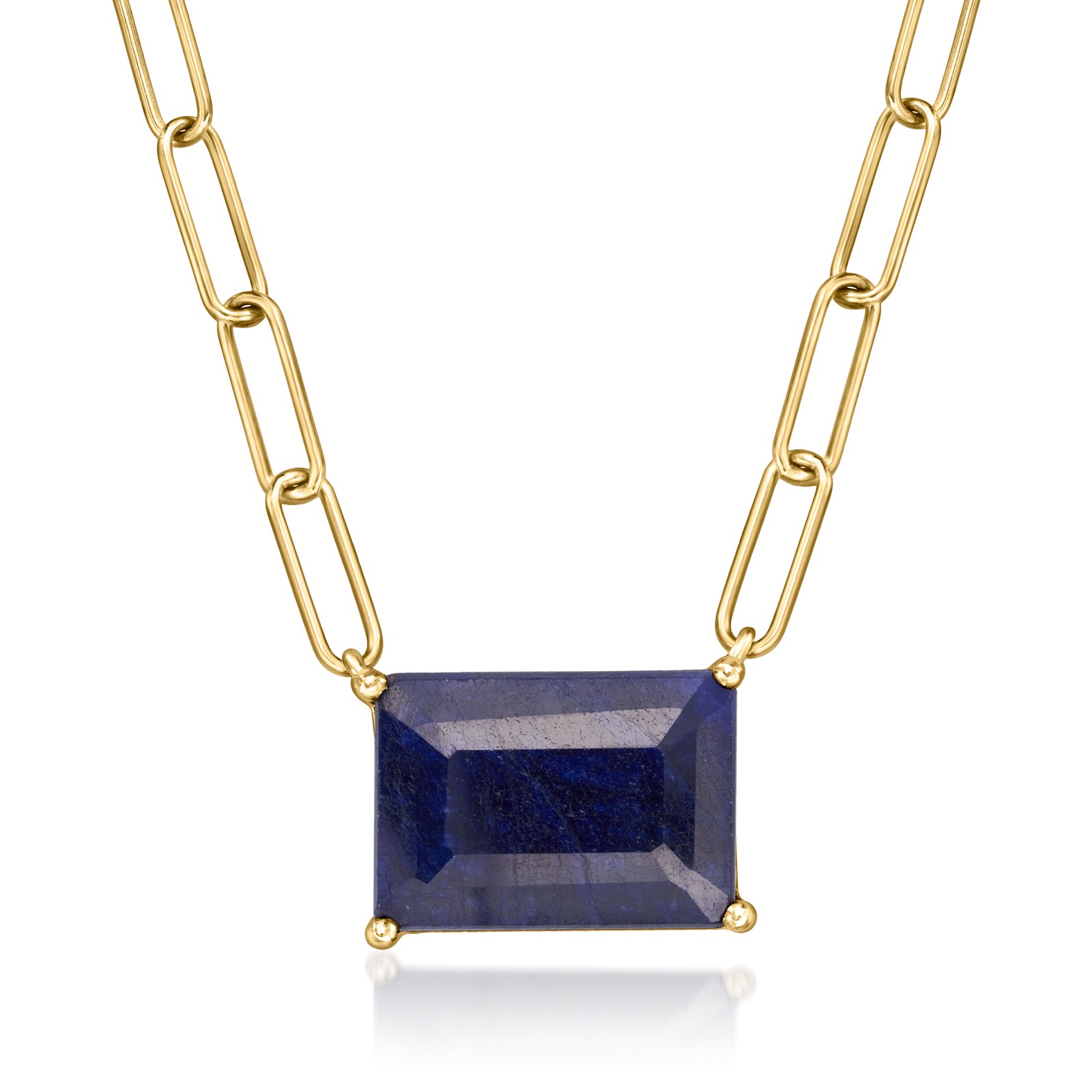 Ross-Simons Sapphire Paper Clip Link Ncklc in 18k Gold Plate 18 inches