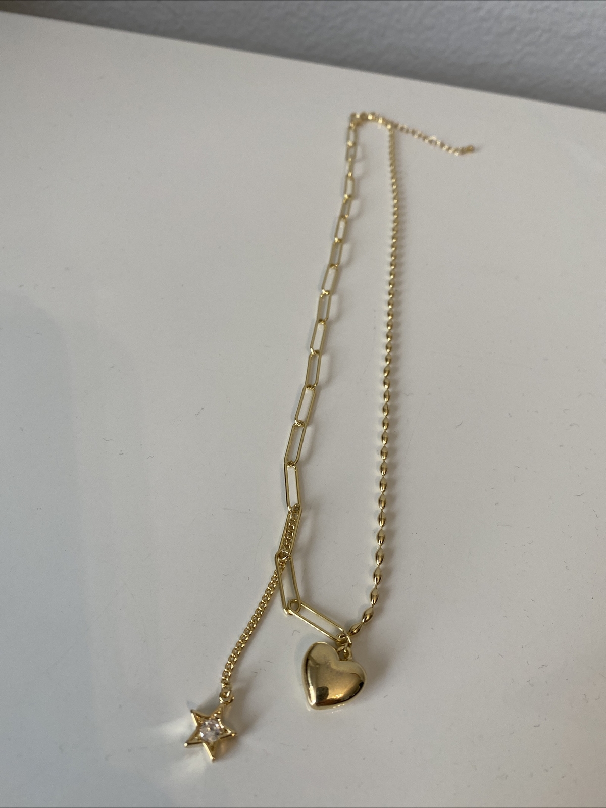 Rare paperclip/beaded Gold plated necklace.. B-Day gift. Fun Fashion Jewelry
