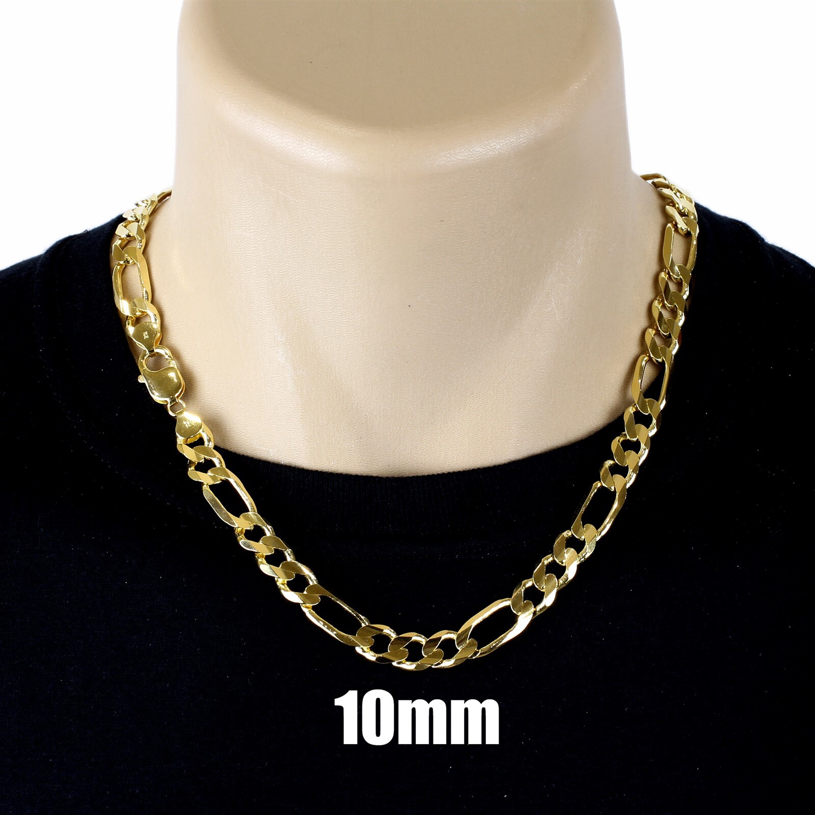 Guaranteed Genuine Solid 10K Gold Figaro 3+1 Link Chain Necklace All Sizes