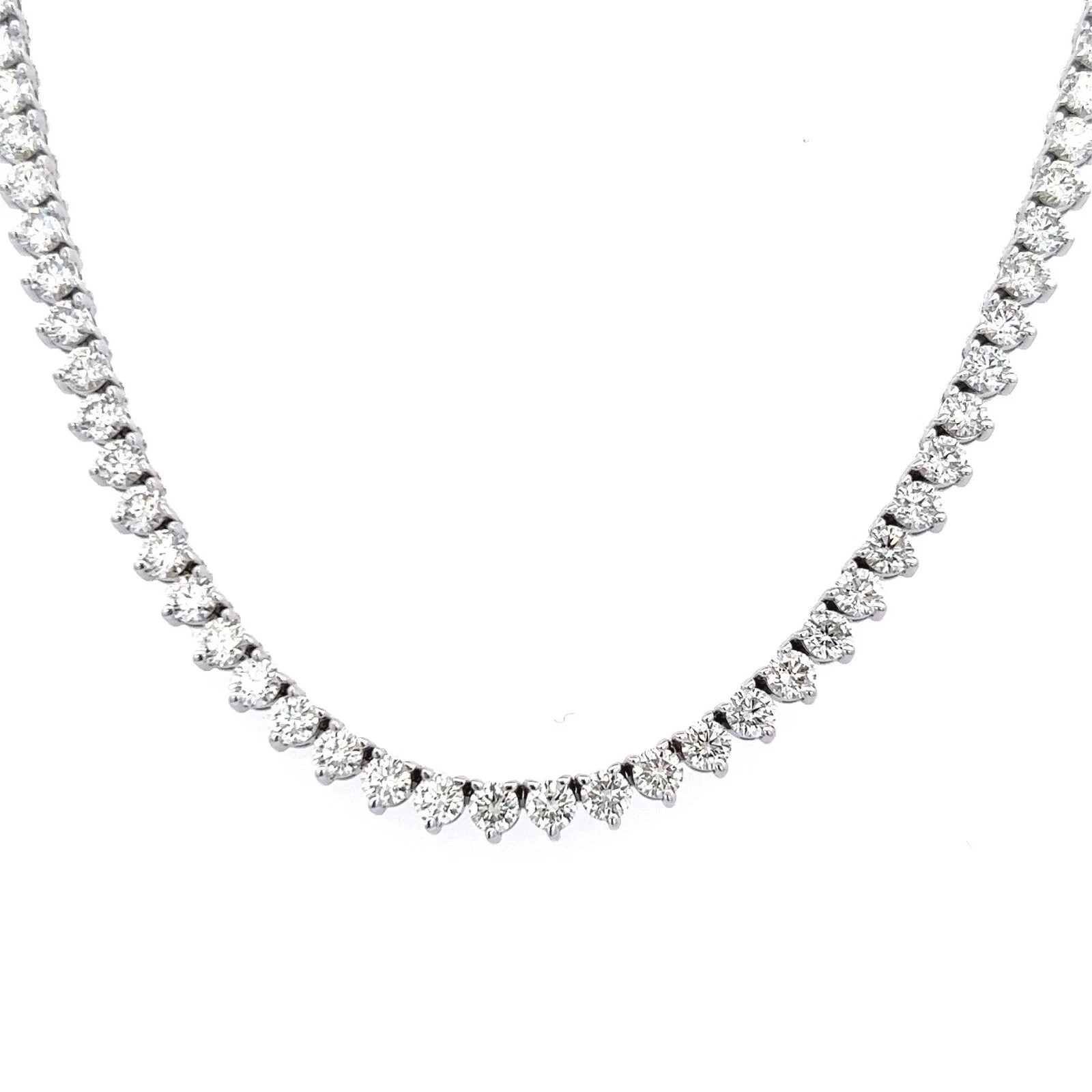 12Ct Round Cut Lab Grown Diamond Women’s Tennis Necklace 14K White Gold Over 16″