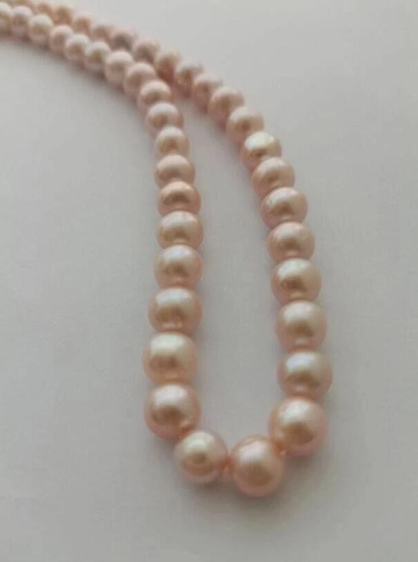 Authentic photo 18 inch pink AAAA Japan Akoya 8mm pearl necklace 14K gold clasp