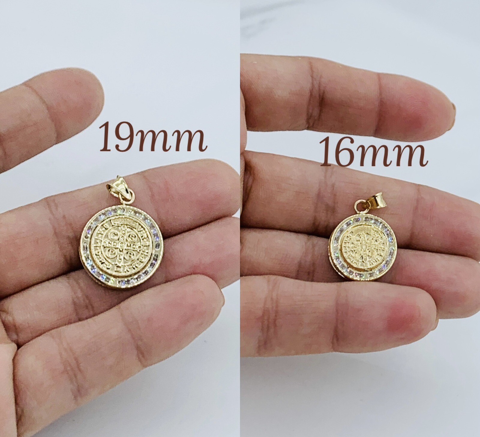 10k gold pendant San Benito Pendant St Benedict medallion – Medalla en oro