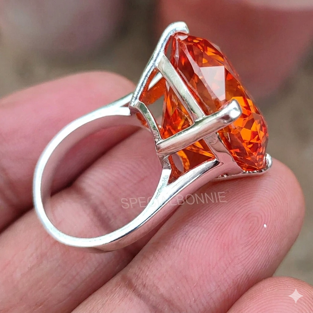 HUGE 28 Ct Certified Flame Orange Diamond Pendant Necklace-FREE Diamond Studs