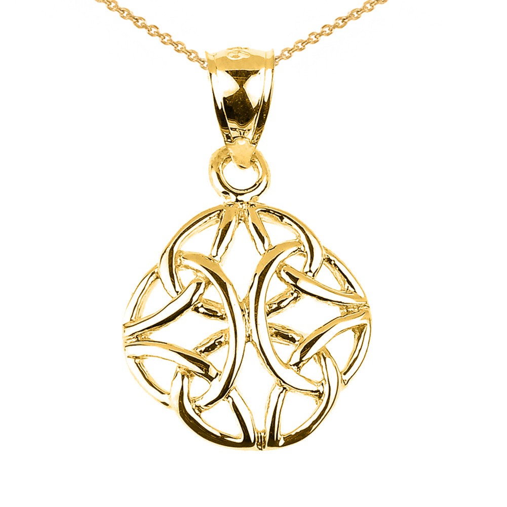 Gold Celtic Trinity Knot Charm Pendant Necklace(Available in Yellow/Rose/White)