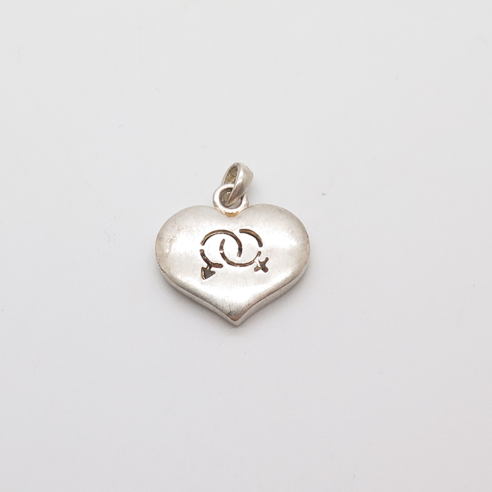 925 Sterling Silver Heart Cut-out Intertwined Male and Female Symbols Pendant