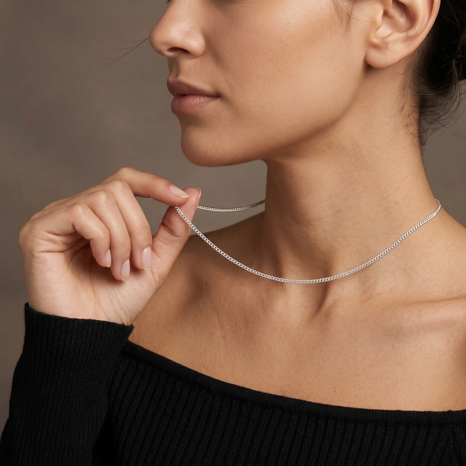 925 Sterling Silver Curb Chain Necklace – 1.4mm