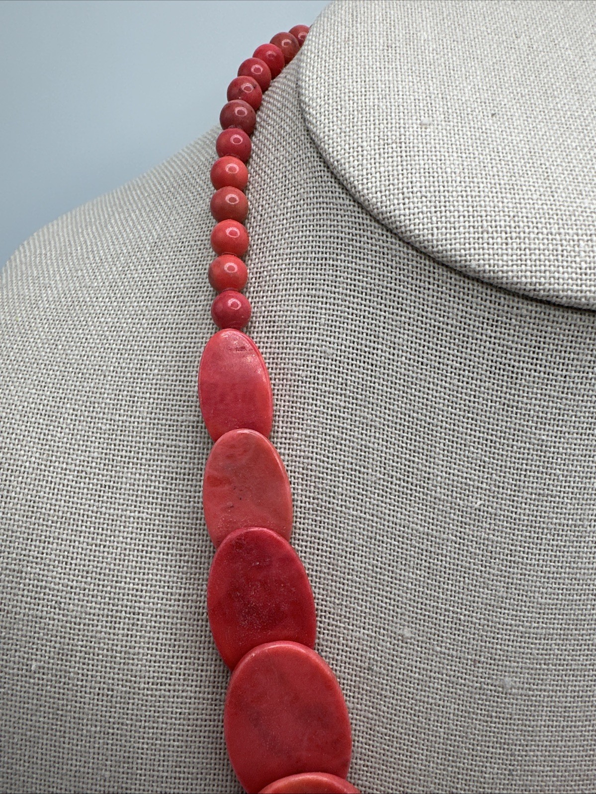 Jay King Indonesian Strawberry Pink Coral Sterling Silver Necklace 18-21”