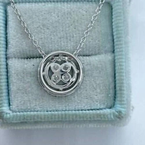 2Ct Round Cut VVS1/D Diamond Circle Pendant 18″ Free Chain 14K White Gold Finish