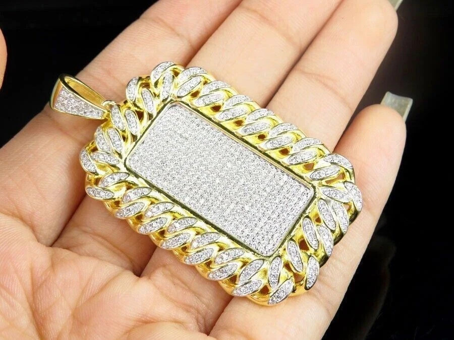 2.70Ct Lab Created Diamond Round Dome Pillow Pendant 14K Yellow Gold Finish