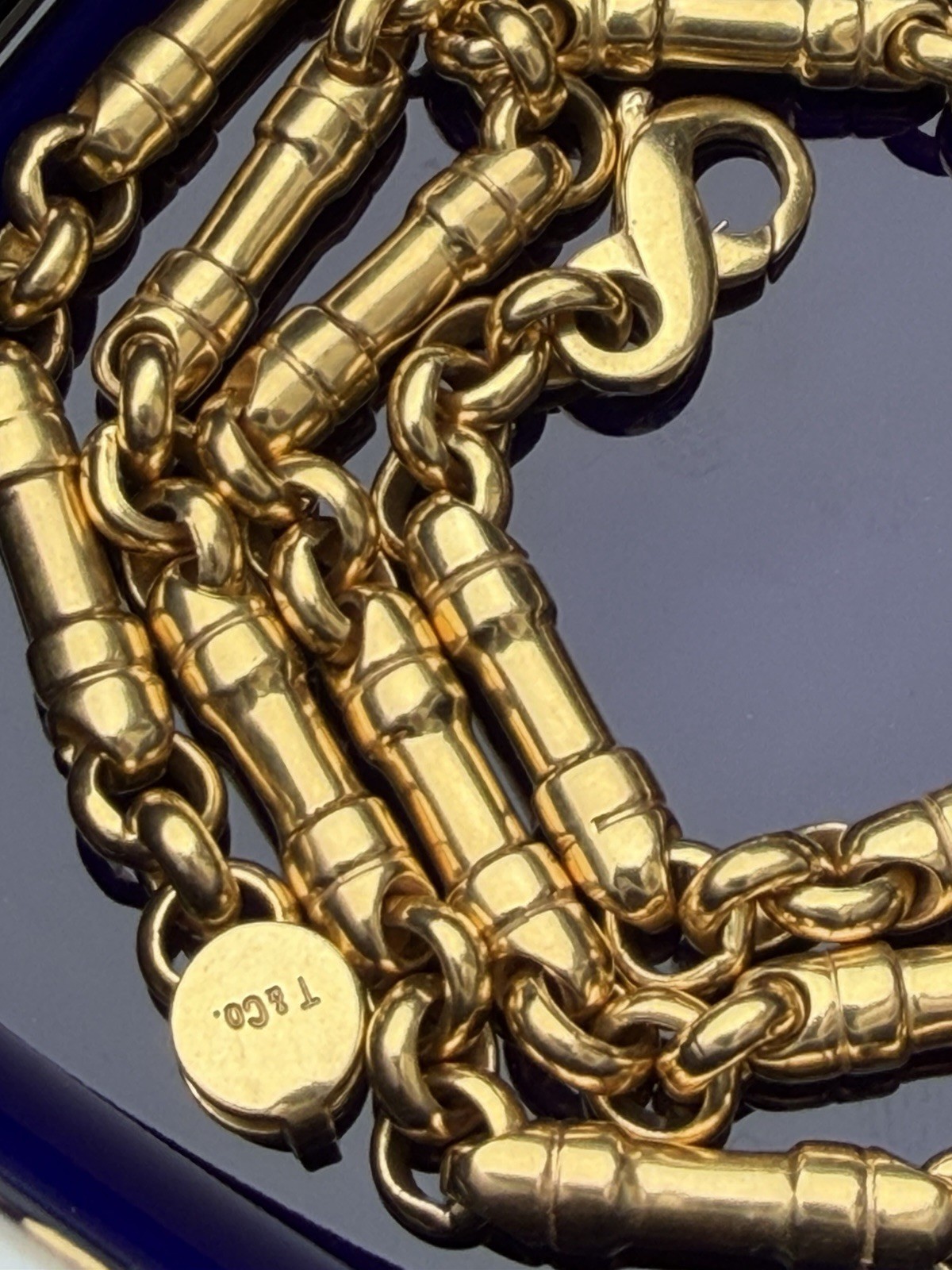 Tiffany & Co 18K Gold Barrel Bar Link 4mm Chain Necklace, 20 Inches, 45.2 Grams