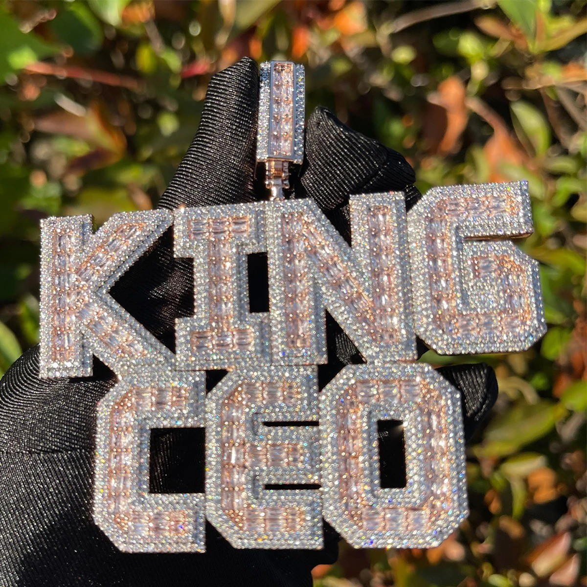 SOLID 925 SILVER moissanite Hip Hop Baguette Custom Name Plates Pendant