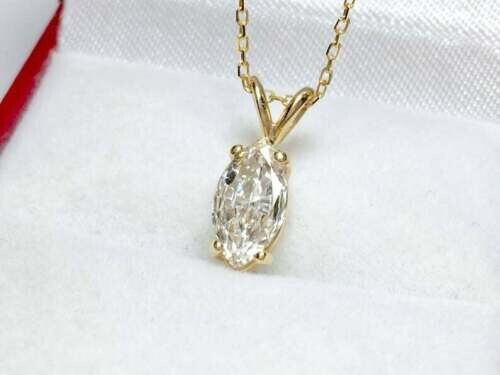 2.00Ct Lab Created Diamond Marquise Solitaire Pendant 14K Yellow Gold Finish